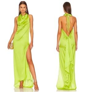 Elegant Lime Green Halter Maxi Dress NWOT
